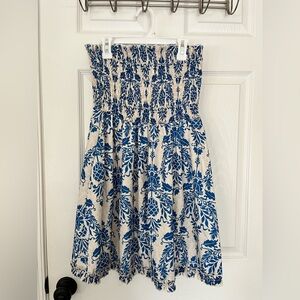 SHEIN Blue & White Floral Strapless Mini Dress – Women’s Medium